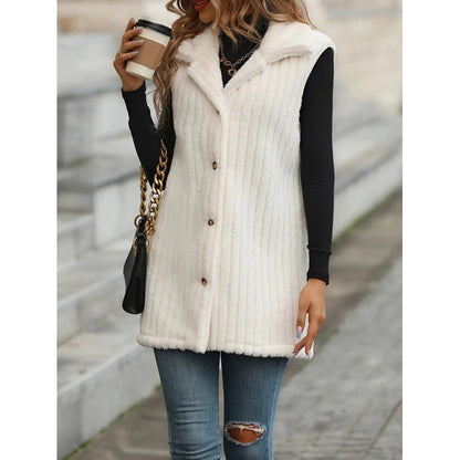 Dames élégante et confortable teddy jacket avec patte de boutonnage Chic und Stil