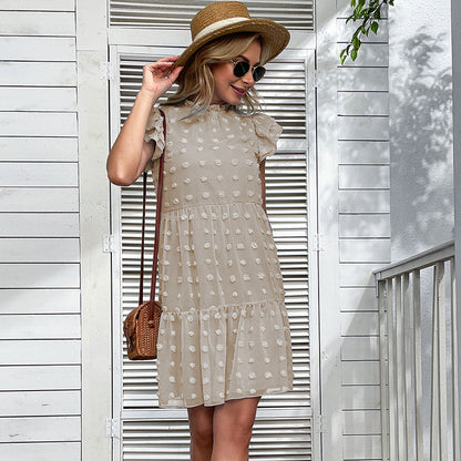 Robe A-line à manches bouffantes casual pour dames Chic und Stil