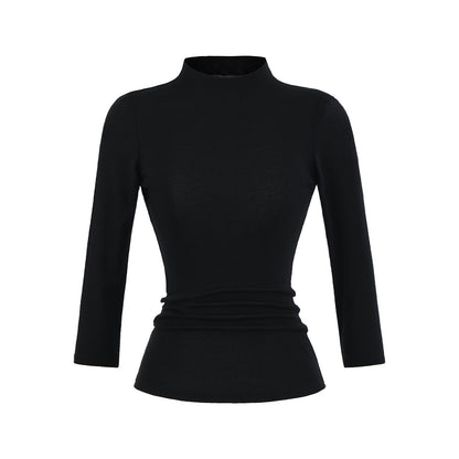 Chemise à manches longues pour femmes avec col montant et détails froncés Chic und Stil