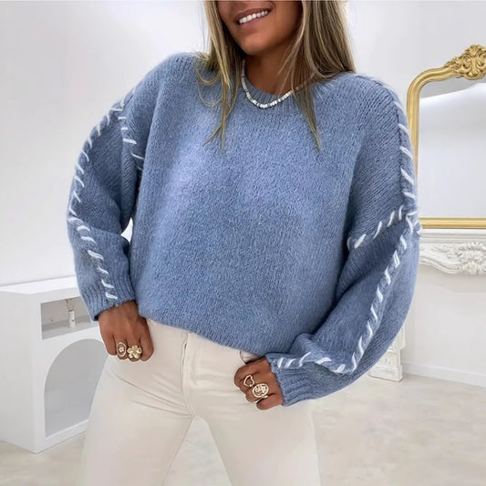 Pull en tricot surdimensionné pour femmes avec ourlet contrastant Chic und Stil