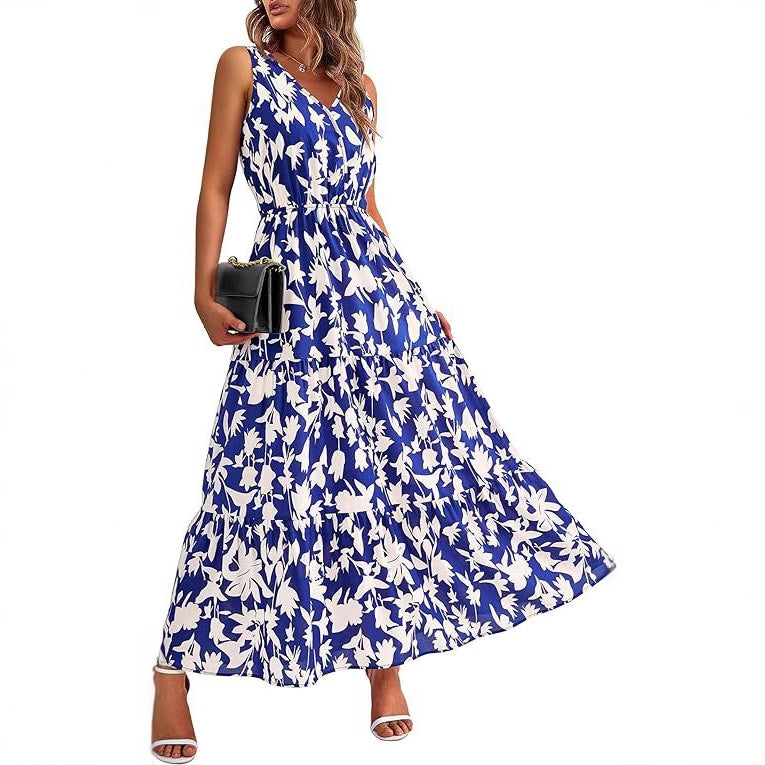 Robe maxi femme avec des appliques florales et des bretelles étroites Chic und Stil