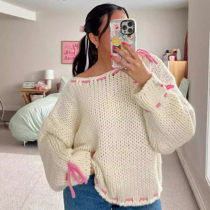 Pull en gros tricot pour femmes avec des détails ludiques et une coupe décontractée Chic und Stil