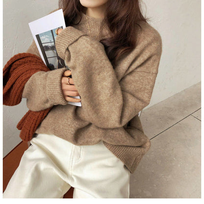 Dames Pull oversized épais avec col haut et tricot côtelé Chic und Stil