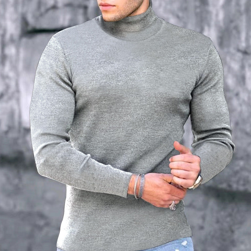 Hommes Haut de gamme Haut à col roulé en matériau élastique Chic und Stil