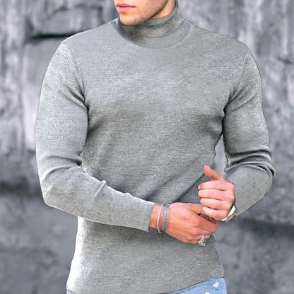 Hommes Haut de gamme Haut à col roulé en matériau élastique Chic und Stil