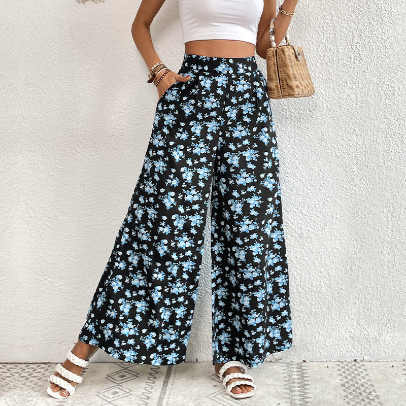Pantalons à fleurs à jambes larges pour femmes Chic und Stil