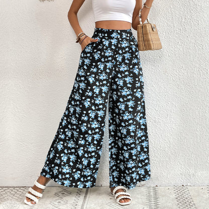 Pantalons à fleurs à jambes larges pour femmes Chic und Stil