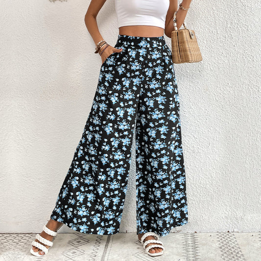 Pantalons à fleurs à jambes larges pour femmes Chic und Stil