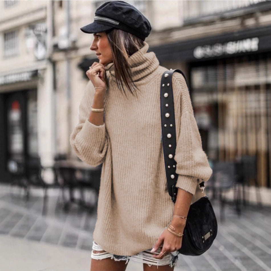 Pull femme avec col montant et gros motif en tricot Chic und Stil