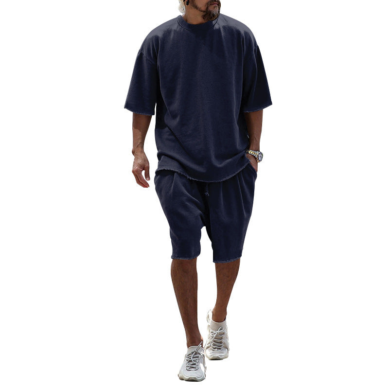 Ensemble décontracté surdimensionné pour hommes avec manches courtes et shorts tapered Chic und Stil