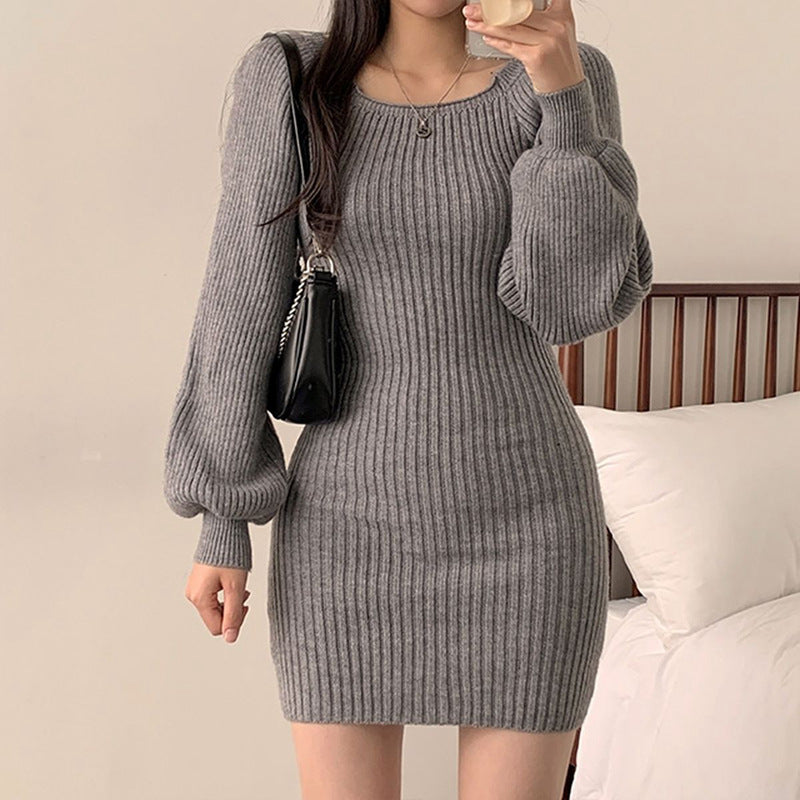 Robe en tricot pour femmes avec motif structuré et manches volumineuses Chic und Stil