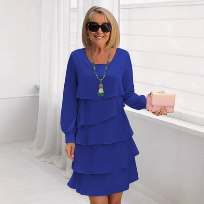 Robe à volants pour femmes avec des couches élégantes et des manches longues Chic und Stil