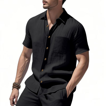 Chemise à manches courtes pour homme avec poche poitrine et détails de boutons à la mode Chic und Stil
