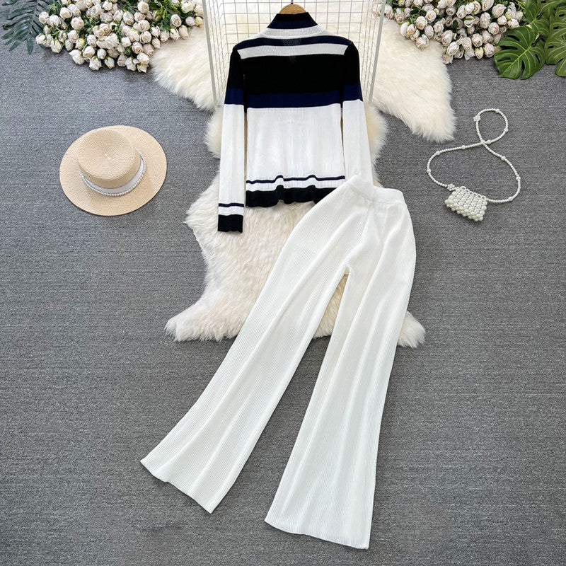 Women sporty cardigan set and flared pants Chic and Style