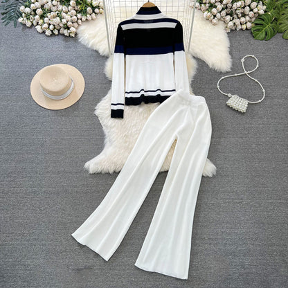 Women sporty cardigan set and flared pants Chic and Style