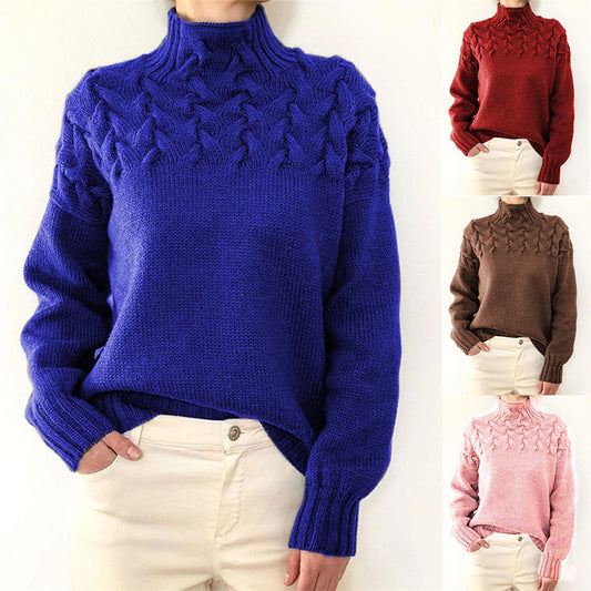 Pull-over à col haut pour femmes avec motif en torsades décoratif Chic und Stil