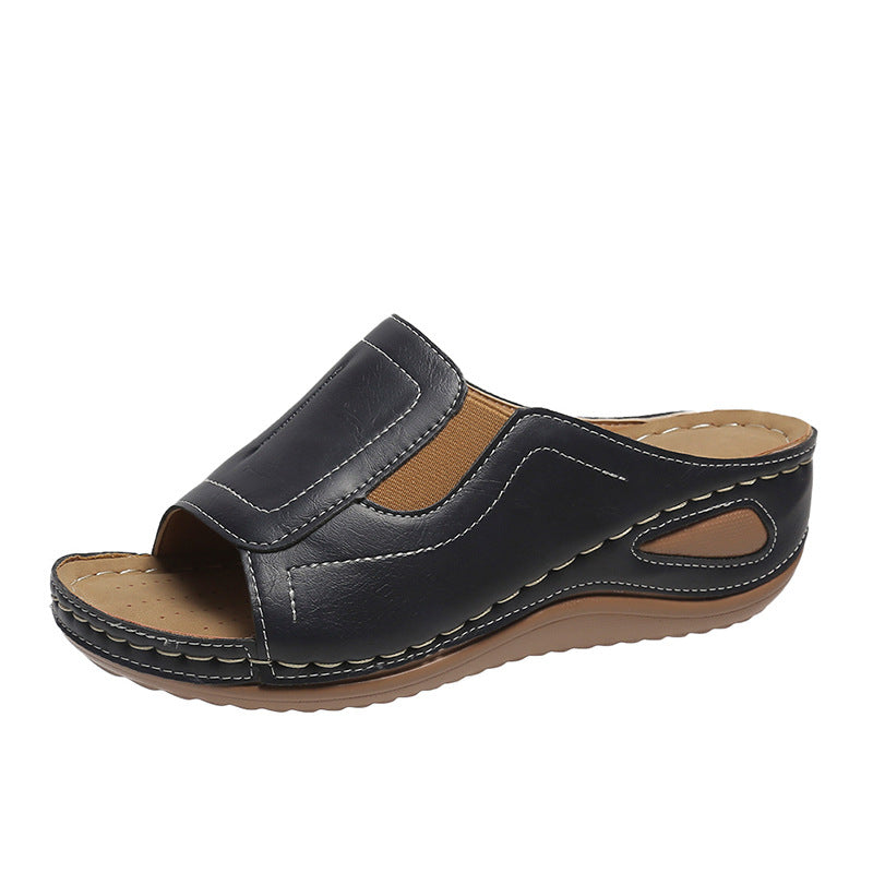 Dames confort ouvert orteils mules avec soutien de voûte plantaire Chic und Stil