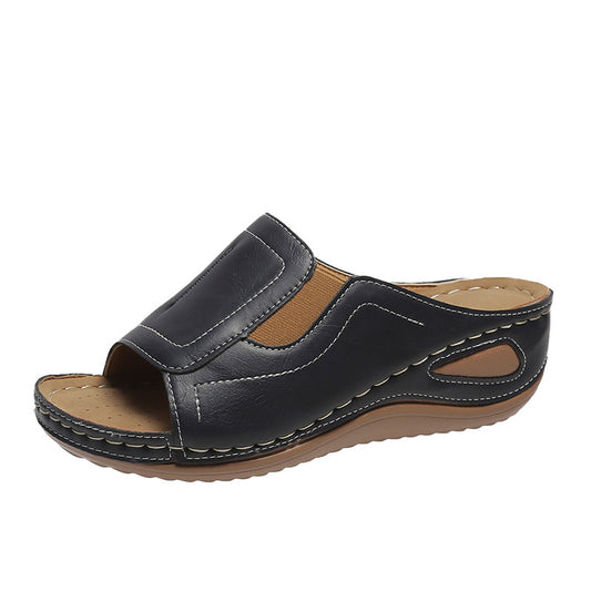 Dames confort ouvert orteils mules avec soutien de voûte plantaire Chic und Stil
