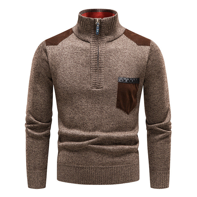 Pull en tricot de haute qualité pour homme avec fermeture éclair moderne et poche poitrine pratique Chic und Stil