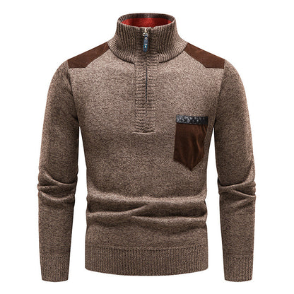 Pull en tricot de haute qualité pour homme avec fermeture éclair moderne et poche poitrine pratique Chic und Stil