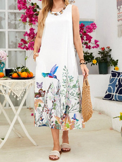 Robe maxi sans manches pour femmes avec des accents floraux Chic und Stil