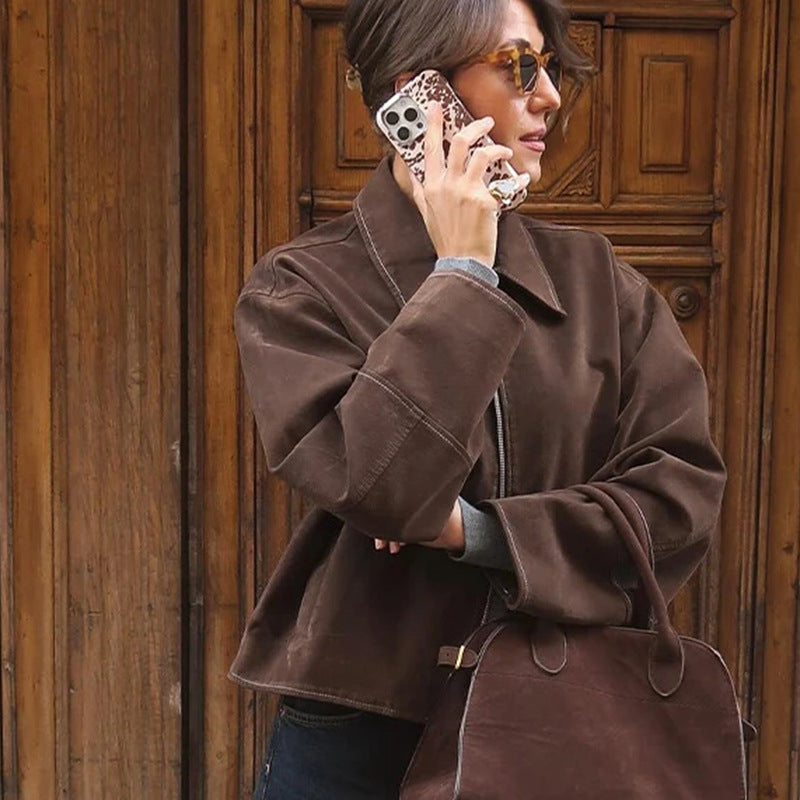 Dames Élégante et confortable veste en daim Chic und Stil