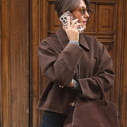 Dames Élégante et confortable veste en daim Chic und Stil