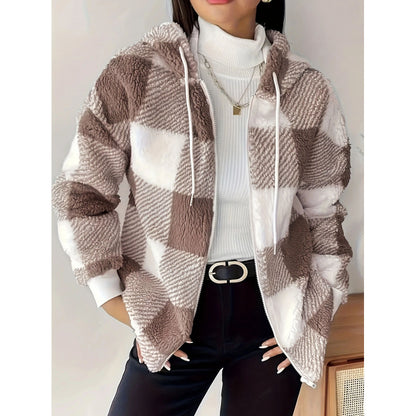 Dames douce veste en polaire à motif carrelé Chic und Stil