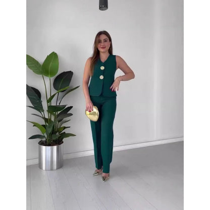 Dames Ensemble Blazer Deux Pièces Élégant avec Silhouette Féminine et Détails Tendance Chic und Stil