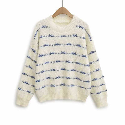Damen weicher und trendiger Strickpullover mit gestreiftem Design Chic und Stil