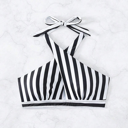 Dames Haut de bikini rayé à dos croisé Chic und Stil
