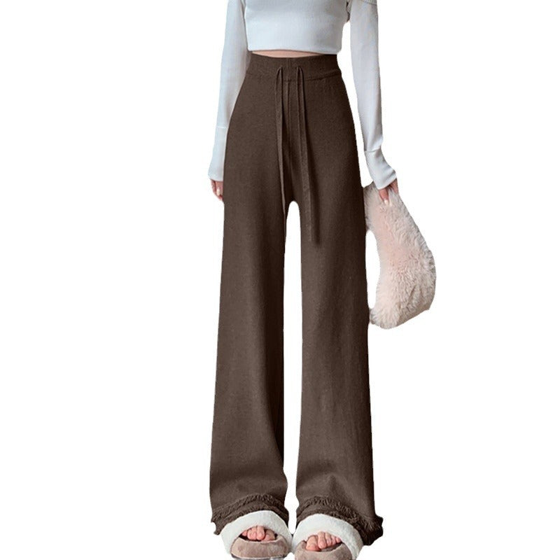 Ladies Elegant and Comfortable High-Waisted Pants with Stylish Fringes Chic and Style