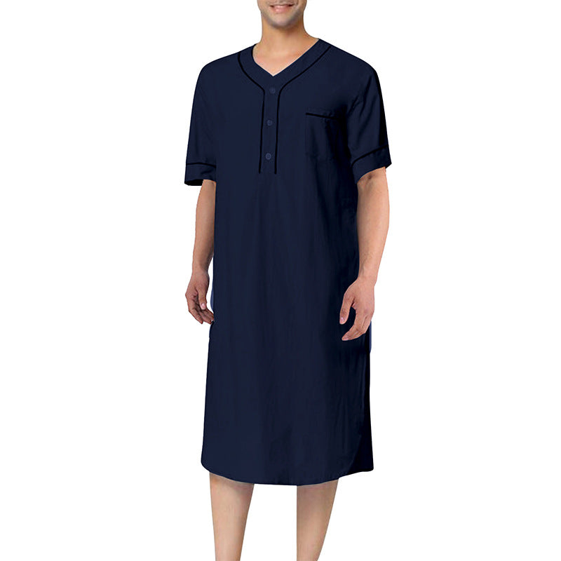Robe courte à manches courtes pour femmes avec un col montant moderne et une patte de boutonnage pratique Chic und Stil