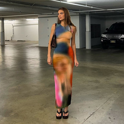 Women's Maxi Dress Abstract Art Chic and Style