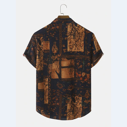 Chemise à manches courtes pour hommes avec design floral et tissu texturé Chic und Stil