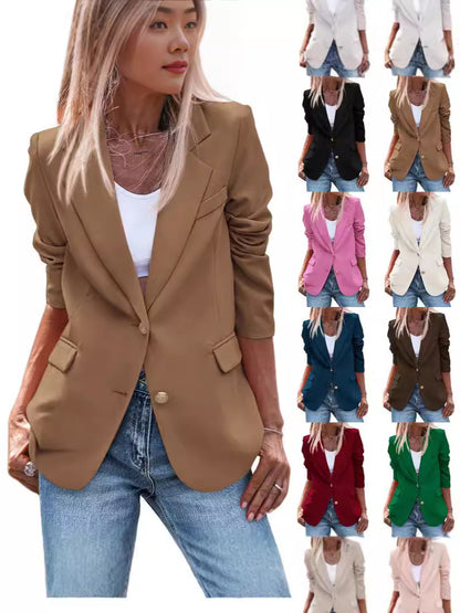 Dames Blazer élégant à boutonnage simple avec boutons dorés et coupe cintrée Chic und Stil