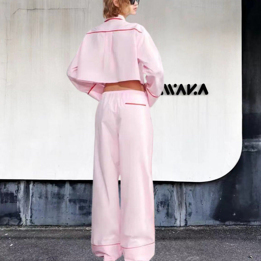 Fashionable women's two-piece set with crop top and wide leg pants Chic and Style