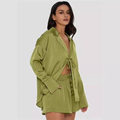 Dames Ensemble court élégant avec noeud à la taille Chic und Stil