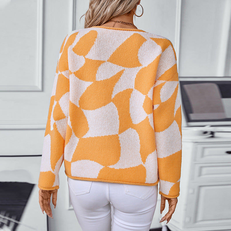 Pull over en tricot pour femmes avec motif moderne et coupe décontractée Chic und Stil