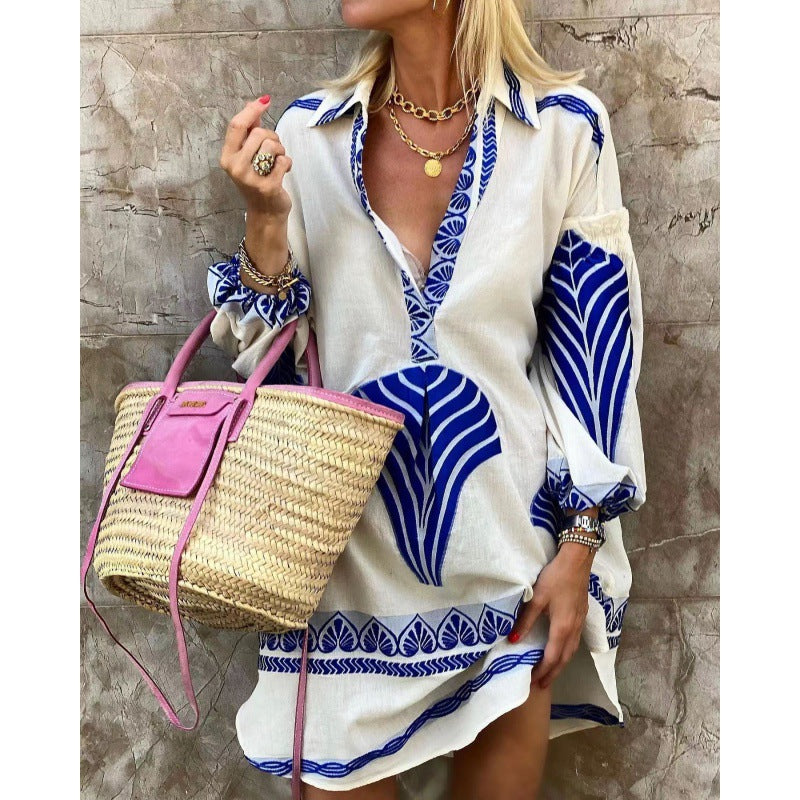 Femmes Boho-Chic Robe Midi Brodée Chic und Stil