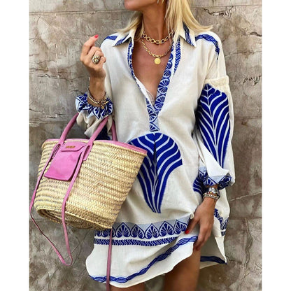 Femmes Boho-Chic Robe Midi Brodée Chic und Stil