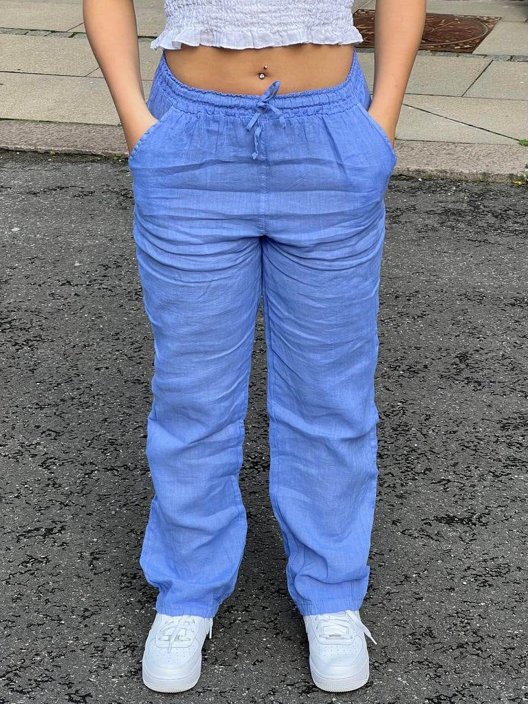 Loose linen pants for women with elastic waistband and side pockets Chic and Style