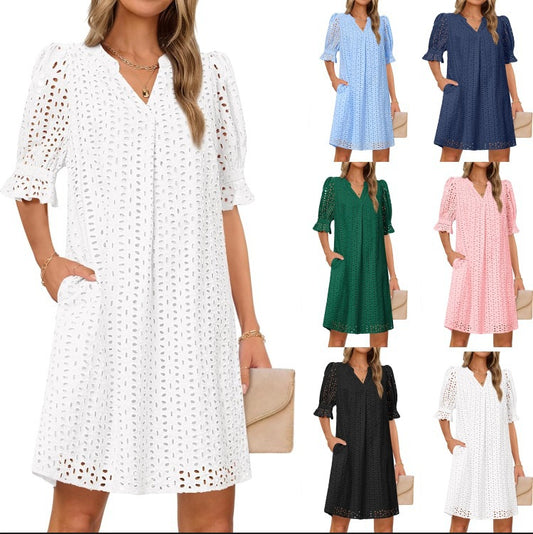 Robe d'été fluide pour femme avec des détails en dentelle élégants Chic und Stil