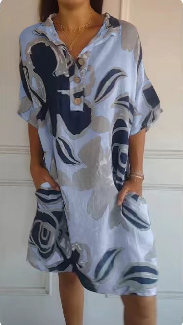 Robe de plage aérienne pour dames avec motif tendance et poches latérales Chic und Stil