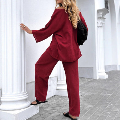 Casual top set for women and loose lounge pants Chic und Stil