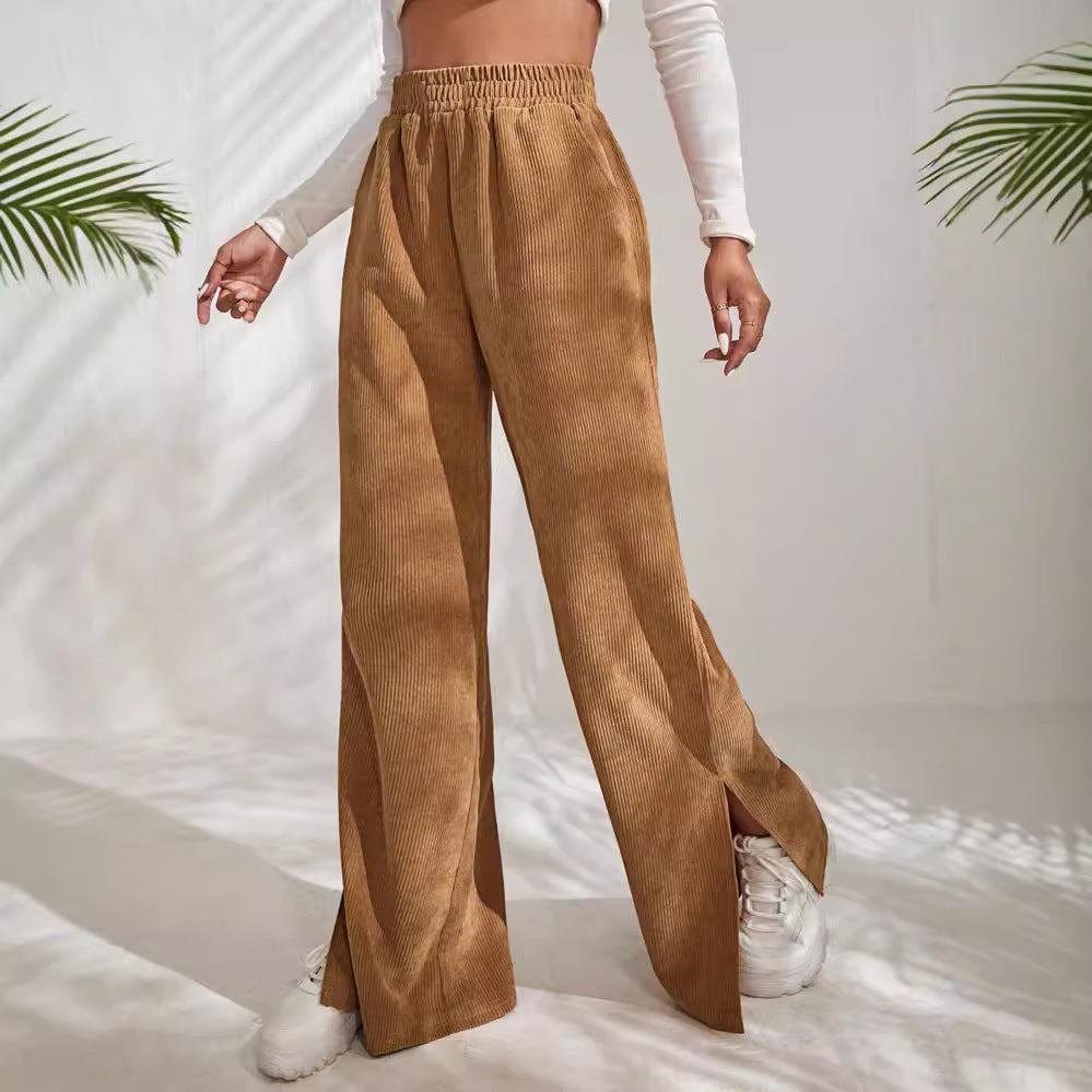 Chic and Style Wide Ribbed Pants for Women