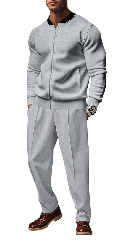 Veste à capuche sportive pour hommes avec fermeture éclair et pantalon d'entraînement assorti Chic und Stil