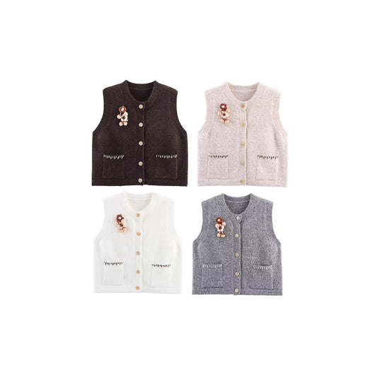 Dames gilet en tricot avec détails de boutons décoratifs Chic und Stil