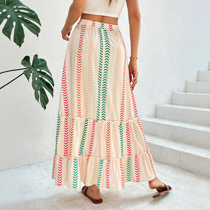 Jupe maxi boho à volants pour femme avec cordon de taille ajustable Chic und Stil