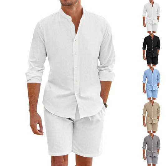 Ensemble chemise décontractée et shorts pour hommes en léger matériau en lin Chic und Stil